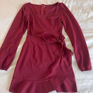 Merlot Long Sleeve Wrap Dress
